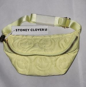 Stoney Clover Lane Fanny pack Puffy "Be Happy" Emoji Yellow NWT